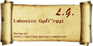 Lebovics Györgyi névjegykártya